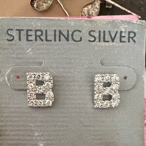Sterling Silver Initial B Earrings